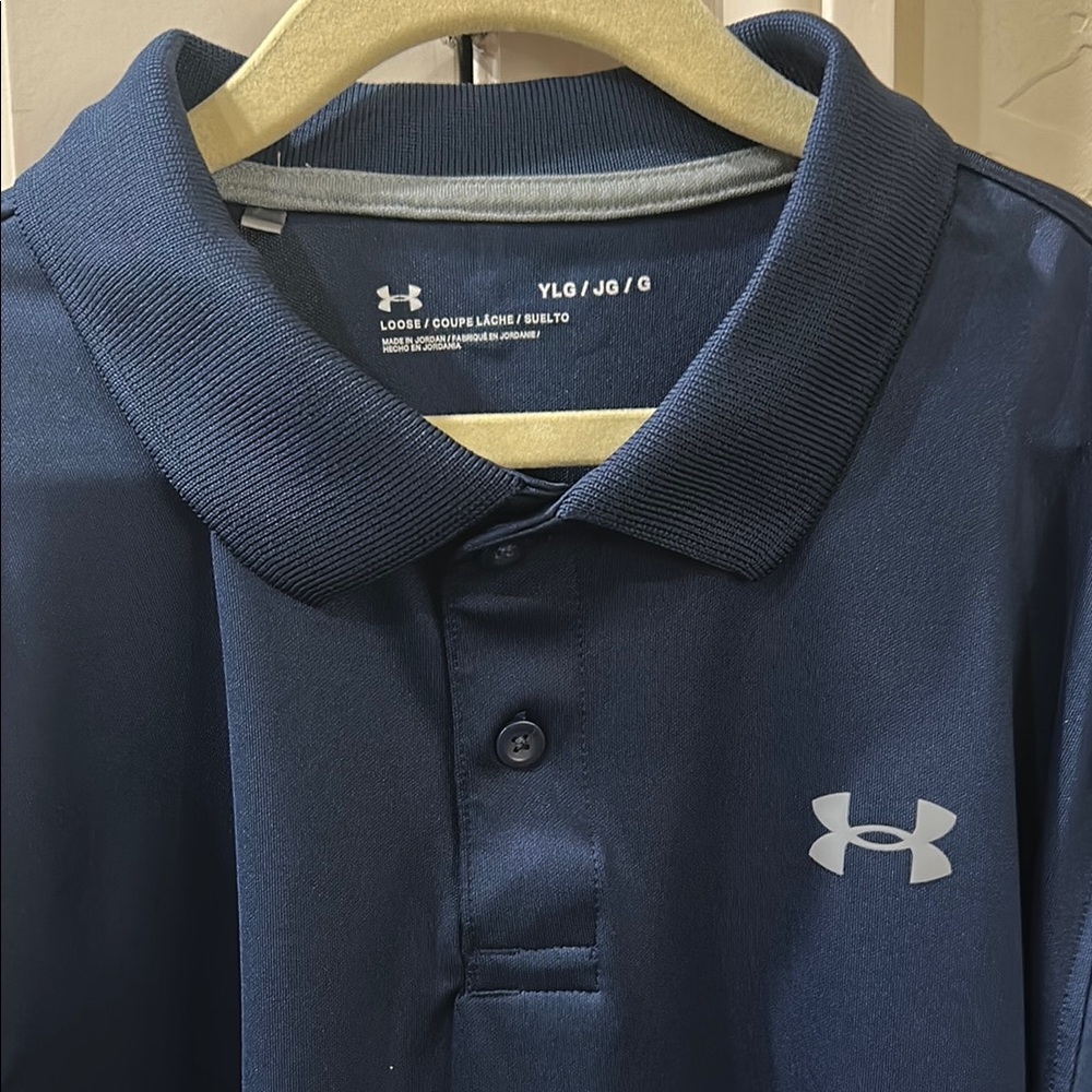 Boys Under Armour Navy Blue Performance Golf Polo Shirt